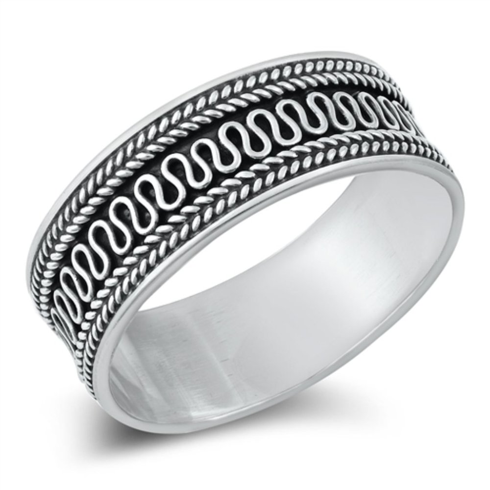 Sterling Silver Bali Ring 7 mm 925 Fashion Band